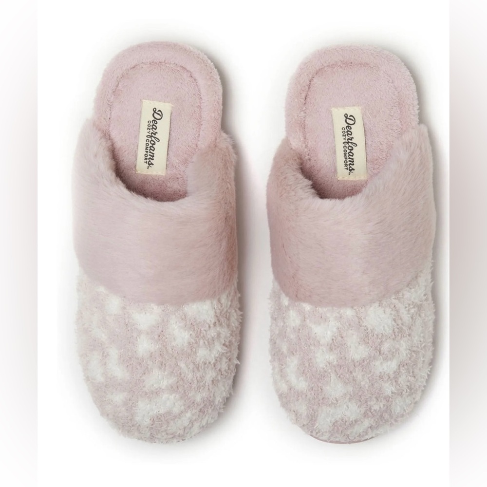 Dearfoams Cozy Comfort Pink‎ Scuff Slippers Women’s 9/10 Faux Fur Memory FoamNWT